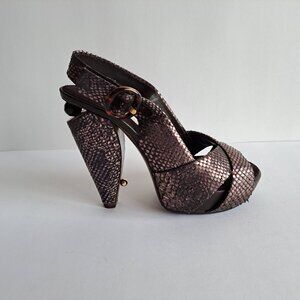 New Marc Jacobs Pink Gold Snakeskin Pumps Sandals Shoes Size 36 / US 6